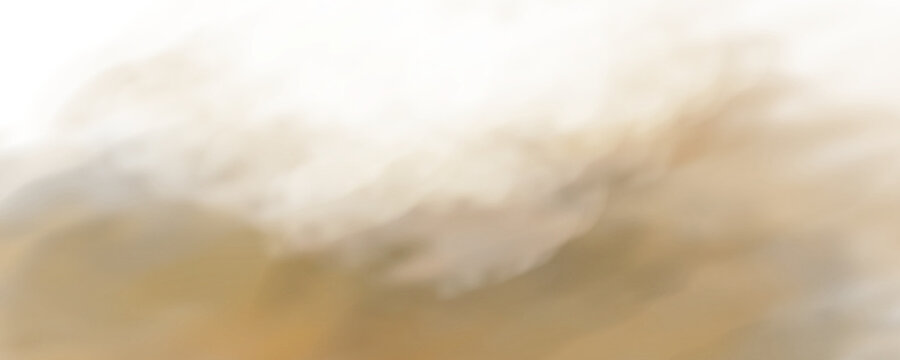 Yellow smoke clouds with sparks flying in air. Vector realistic illustration of transparent mist rising above fire, fiery heat rising up with cinder particles, burning flame haze overlay effect