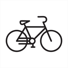 Fototapeta premium Bicycle icon with minimalist outline design showing thin strokes and simple geometric wheel shapes