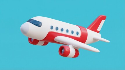 Naklejka premium Cartoon airplane with red accents.