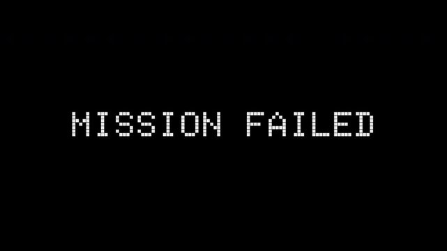 Old TV Screen Glitch Effect: Mission Failed Message, Static Noise, Retro Broadcast Failure, 4K Animation