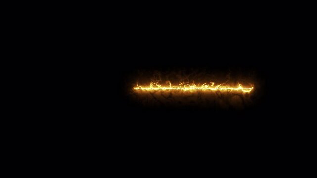 Golden glowing energy saber line effect animation on dark background, 4K video