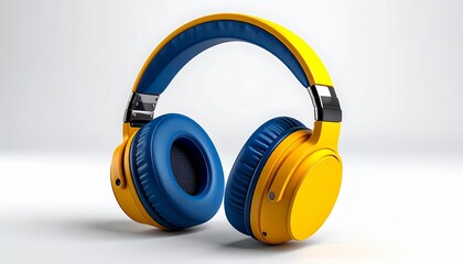 Naklejka premium Colorful headphones with blue cushions