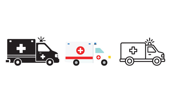 Set of 3 ambulance icons vector