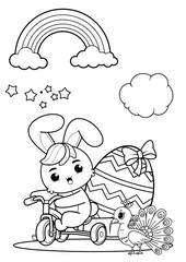 Fototapeta premium Easter Eggs and Bunny Coloring Page – Printable Holiday Activity for Children