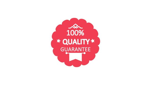 Modern animated badge design featuring 100% QUALITY GUARANTEE text, perfect for business promotion, marketing campaigns, product highlights, and advertising content.