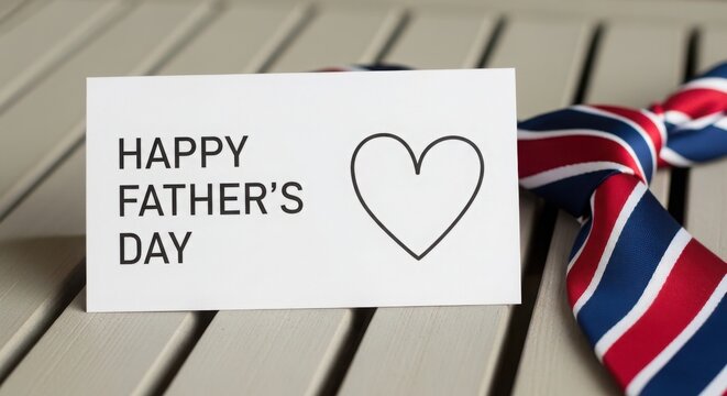 Happy father's day celebration with heartfelt greeting card and tie