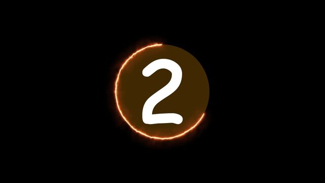 Counting animation number 1 to 5 on circle. neon glowing circle looping on counting animation.