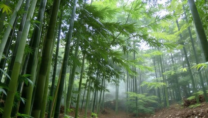Breezy bamboo scene tranquil forest nature photography lush green environment close-up viewpoint relaxing concept