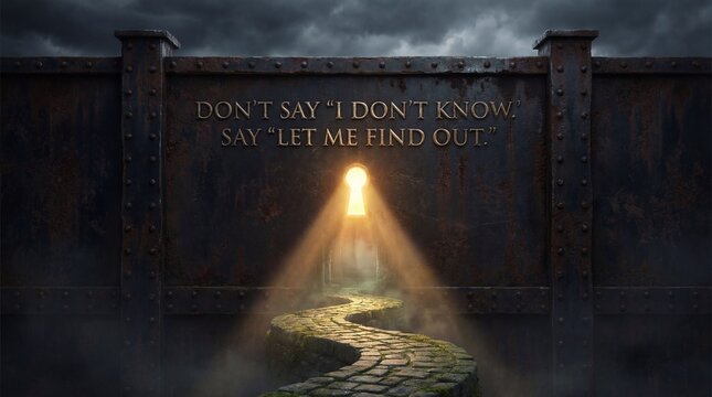 A glowing golden keyhole opens in a dark iron wall to reveal a path of light, illustrating proactive problem-solving and a growth mindset.