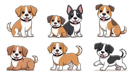 Cute Domestic Dogs Collection with Different Poses and Pet Characters