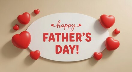 Happy father's day wishes and greetings with red hearts
