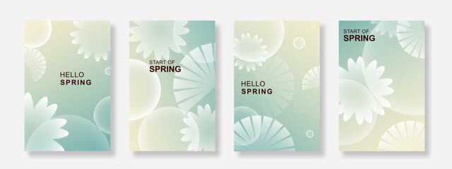 Spring flowers poster vector illustration background set. Modern decorative design for wall art, covers, greeting cards and seasonal templates. © Alfan Subekti