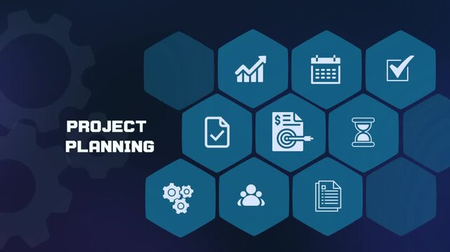  Project planning and task management dashboard with digital calendar and milestone icons.

