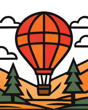 Bal&atilde;o de Festa Junina Colorido em Estilo de Arte de Cordel