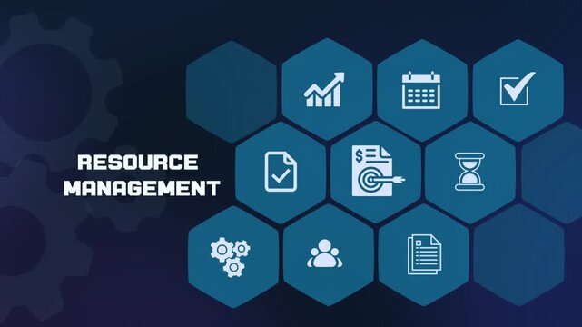 Resource Management and Asset Allocation Concept with Business Icons for Project Efficiency.
