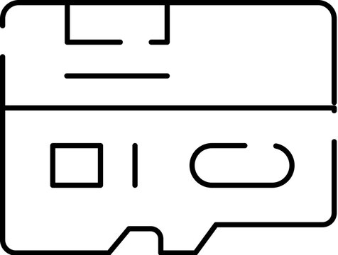 Micro sd card icon representing compact digital storage and electronic memory for devices, technology, data transfer, backup and mobile computing in a minimalist line art style