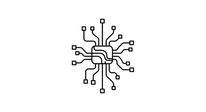 Abstract circuit board chip icon, technology and innovation concept, minimalist design