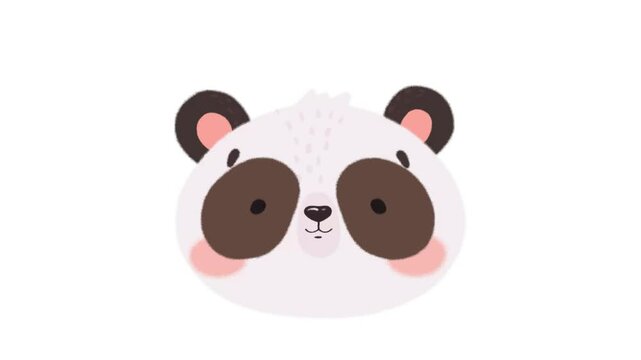 Cute cartoon panda faces with big eyes and rosy cheeks on white background