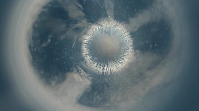 Mystical blue vortex with radiating filaments, creating a captivating abstract art