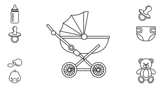 Baby Stroller With Wheels And Canopy.