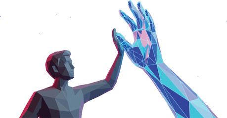 Human AI Collaboration | Futuristic High‑Five Connection