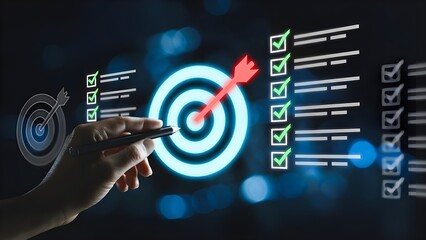Business Goal Achievement Concept With Target, Checklist and Strategy Visualization for Success Planning