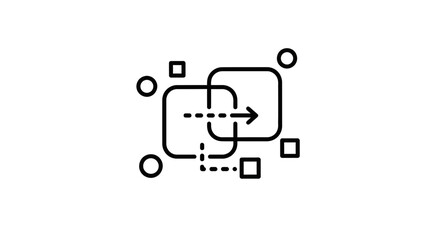 Fototapeta premium Abstract geometric shapes and arrow representing data flow, connection, and process