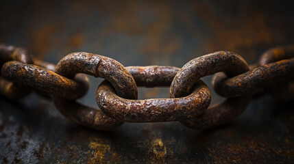 Fototapeta premium Rusty metal chains symbolizing oppression, slavery, human rights, and the fight for freedom and remembrance. International Day for the Remembrance of the Slave
