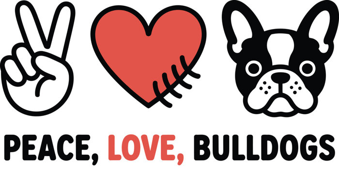 Peace Love Bulldogs , Hand Heart French Bulldog . peace love bulldogs t  shirt
