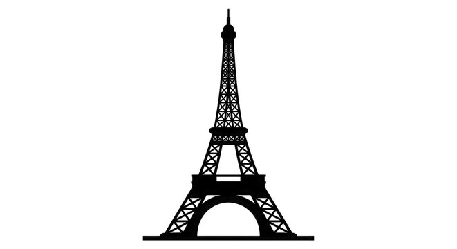 Eiffel Tower Silhouette Black Icon Paris Landmark France Travel Symbol