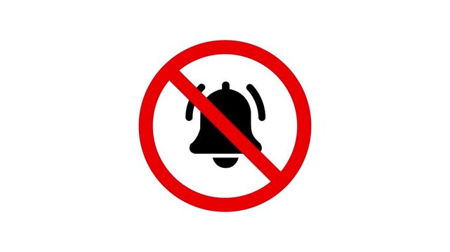 No Notification Bell Mute Icon, Disable Alerts & Silent Mode Symbol, High-Quality Design Animation. white background. 4k video