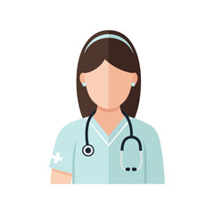 Fototapeta premium Female Medical Worker Portrait with Stethoscope Flat Vector 