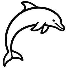 Obraz premium Dolphin Line Icon: Jumping Marine Mammal Outline for Sea Life, Ocean Tourism, Aquatic Animal Protection, and Summer Vacation Vector Illustration