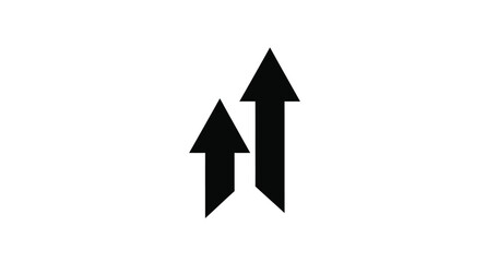 Two black arrows pointing upwards against a white background silhouette
