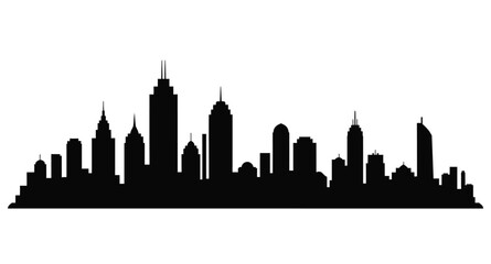 Obraz premium Dramatic cityscape in black featuring a distinct skyline silhouette