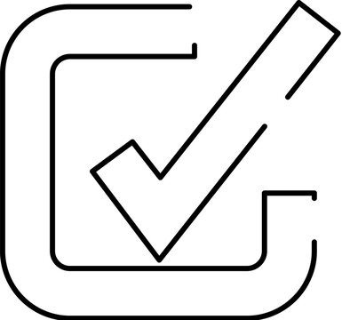 Check mark icon confirming a successful choice, agreement, or task completion for various digital and print applications, indicating approval and verification