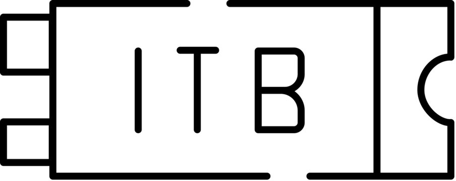 Itb abbreviation on a line art solid state drive or hard disk component, illustrating massive digital data storage capacity, technology, and computer hardware concepts against a white background