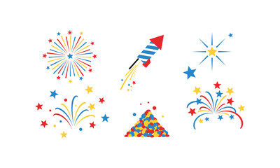 Fototapeta premium A vibrant collection of colorful fireworks and celebratory designs