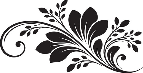 Vintage black and white floral pattern featuring ornate vector swirls and leaf silhouettes for an elegant seamless nature ornament decoration design element © Md Yeasin
