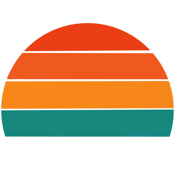 Vintage Retro Sunset Stripes Circle &ndash; 70s 80s Aesthetic Minimal Vector