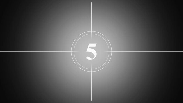 10 seconds realistic vintage old movie countdown intro animation .Countdown movie from 10 to 1 number old film timer count in grey retro style vintage video timer.