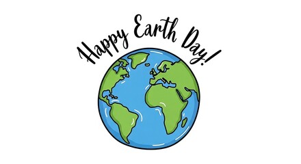 Earth Day illustration with Happy Earth Day text