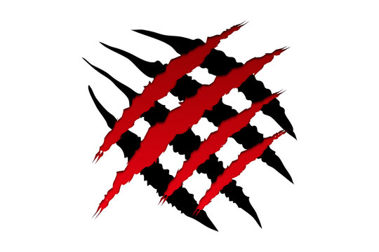 Claws scratches - vector isolated. Claws scratches animal claw tracks cat or tiger bear or lion attack nails scratches. Horror, halloween monster. Vector
