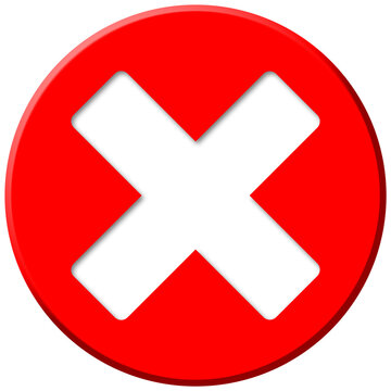 Red close button icon white cross mark symbol on round button for delete cancel exit and interface error