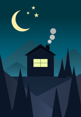 Chatka górska nocą © PaulinaGrush