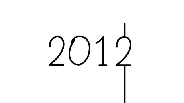 2013 years continuous line dynamic scrolling progression timeline animation on black background. single one line art yearly past to future time 2013 numbers evolution