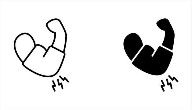 Arm swelling icon set. Rash on hand on white background