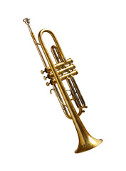Fototapeta premium Golden Jazz Trumpet Musical Instrument Isolated PNG
