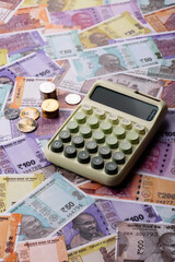 Indian paper currency, rupees, for financial transactions and exchange. Indian rupee currency