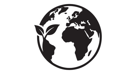 Obraz premium A black and white illustration of the Earth with a plant growing out of it